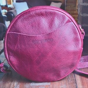 RARE Portland Leather Goods Large Circle Crossbody- Bougainvillea